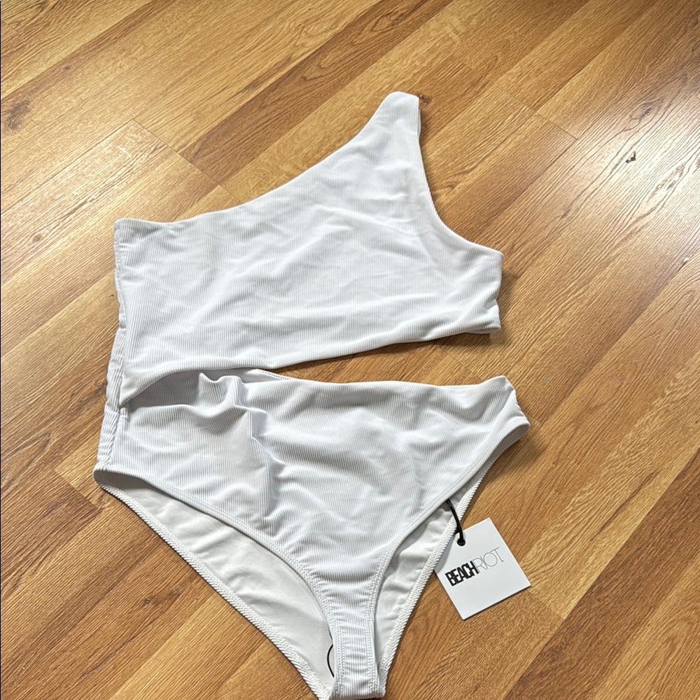 Beach Riot Asymmetrical Cut Out Ribbed Swimsuit